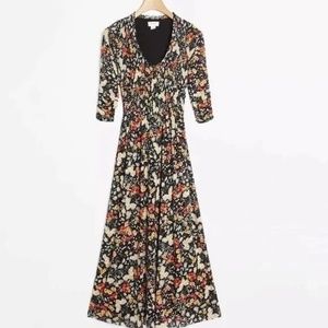 Anthropologie Maeve Omya Floral Maxi Dress Smocked, Small